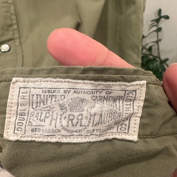 RRL Ralph Lauren Men’s Olive Western Shirt Men’s XL Tall, Women’s 2XL - Picture 6 of 7